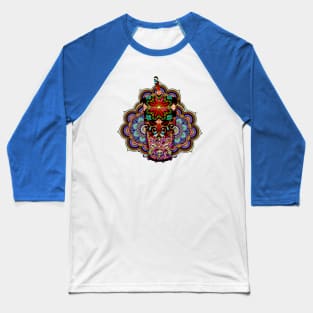 Pattern Zentangle Inspired Bubble tea with Blue Gradient Mandala Baseball T-Shirt